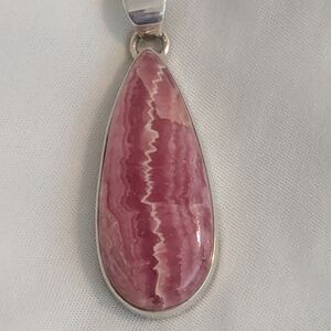 Amazing Pink Rhodochrosite Teardrop Sterling Silver 925 Pendant New With Tag